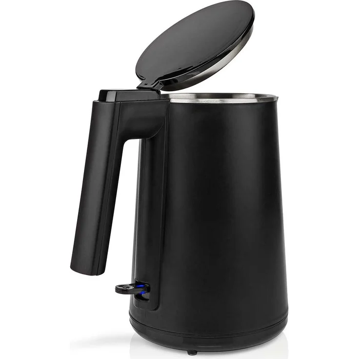 Gastronoma 18130004 Wasserkocher, 1,0 l, 1200 W, doppelwandig, matt schwarz, kabellos mit 360°-Pirouettenfuß und Federdeckel
