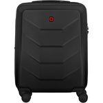 WENGER Prymo Carry-On Schalenkoffer mit 4 Rollen, Trolley, Handgepäck, 59 (67) l, Hartschale, Sicherheitsschloss, Damen Herren, Reisen Urlaub, Schwarz, 612536