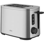 AEG T5-1-4ST Toaster Deli 5 / 7 Toasteinstellungen / Countdown-Timer / Stopp-, Auftau-, Aufwärmknopf / Automatische Zentrierung / Cool-Touch-Gehäuse / Breite Schlitze / Krümelschublade / Edelstahl