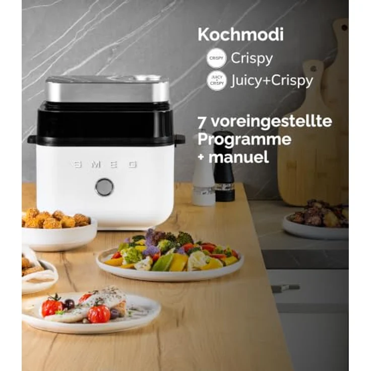 Smeg Heißluftfritteuse AFC01SBMEU, Heißluftfritteuse in storm blue mit multifunktionalem Kochsystem – Bild 3