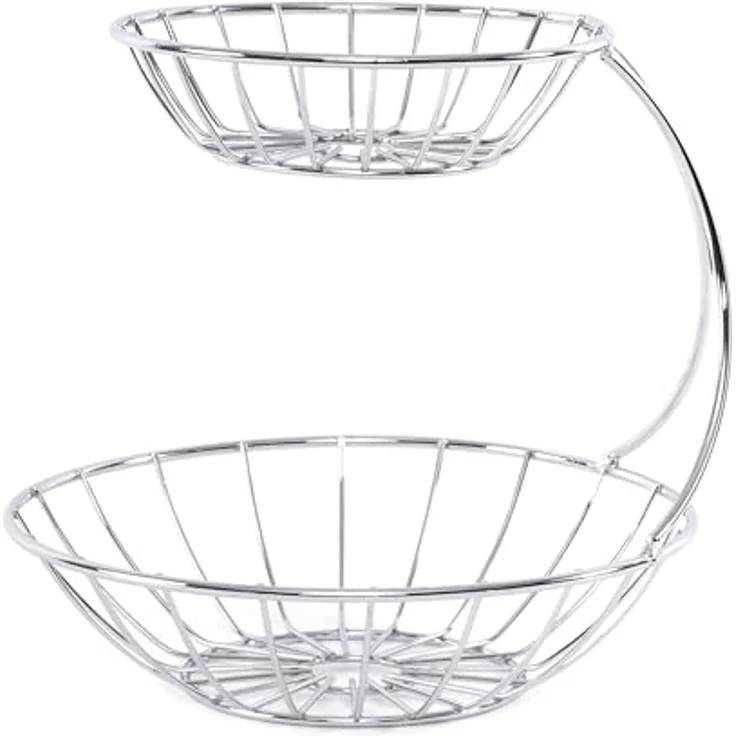 DESIGN DELIGHTS OBST ETAGERE STAGE | 24 cm, Eisen, zweistöckig | Metall Obstständer, Früchteschale, Brotkorb, verchromt – Bild 1