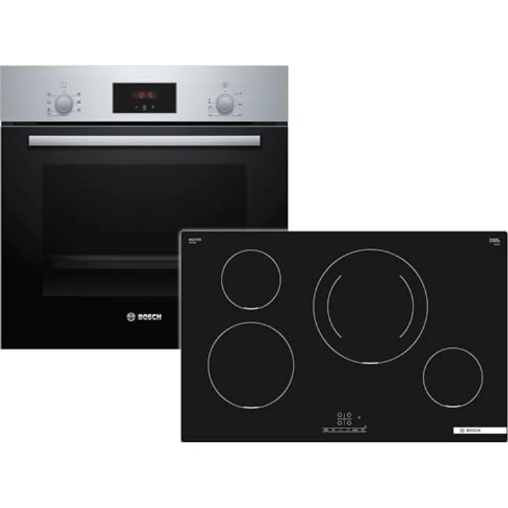 Bosch HBD231BR80 Set Backofen HBF133BR0 + Induktionskochfeld PIE811BB5E, 5 Backofenfunktionen, 3D Heißluft, EcoClean Direct, 80 cm Rahmenlos
