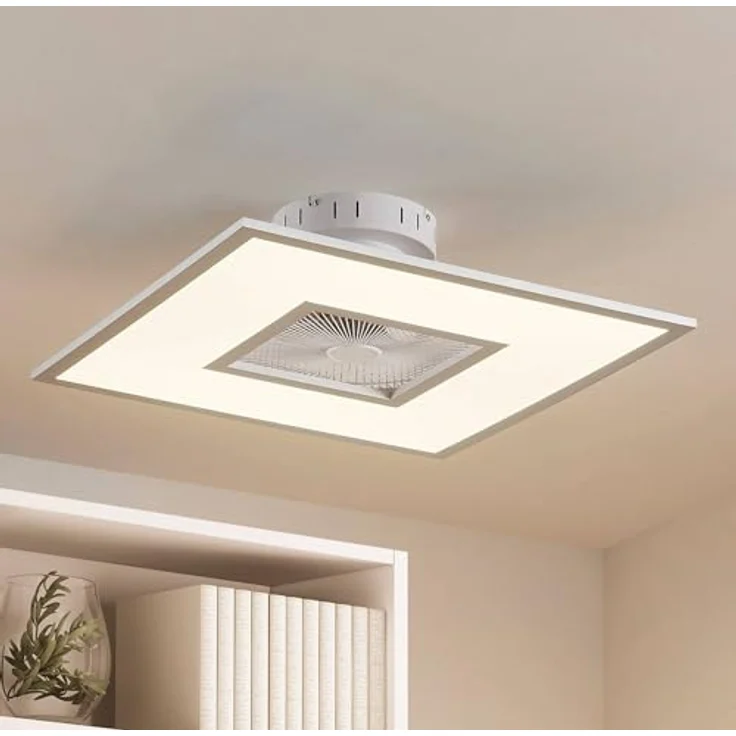 Lindby LED-Deckenventilator Romea, eckig, DC, leise, 60 cm, dimmbar mit CCT-Farbwechsel und Fernbedienung – Bild 2