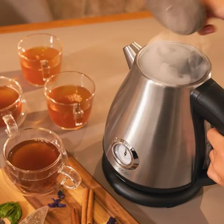 Cecotec Wasserkocher Thermosense 620 Retro Steel, 1,7L, 2200W, Edelstahl 18/10, Analoges Thermometer, Antikalkfilter, kabellos, 360° Basis, Doppelsicherheit – Bild 5