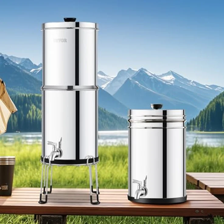 VEVOR Schwerkraft-Wasserfiltersystem, 304 Edelstahl, 2,25 Gallonen, reduziert Blei und bis zu 99 % Chlor, mit 2 Kohlefiltern und Zapfhahn – Bild 8