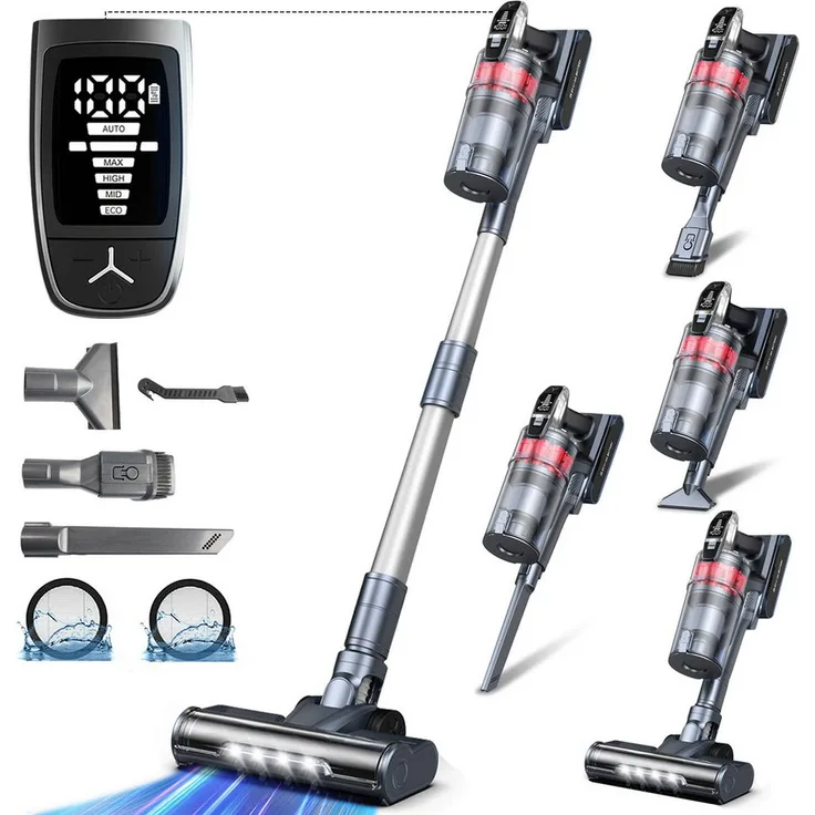 Grenintol Akku-Hand- und Stielstaubsauger, 75000Pa Saugkraft, 500W, 80Min Akkulaufzeit, 1200ML beutellos, 8-in-1 HEPA Staubsauger mit 4 Geschwindigkeitsmodi
