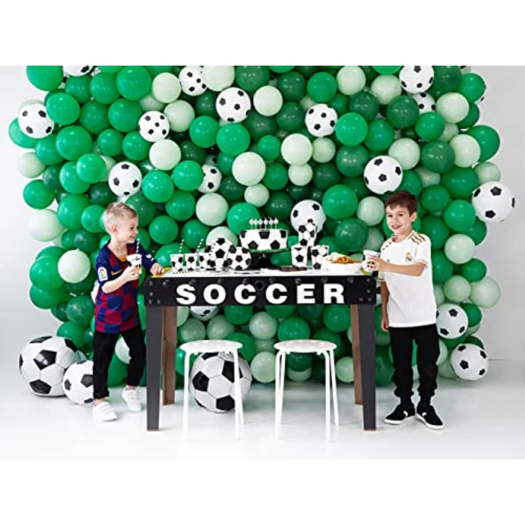 PartyDeco Pappbecher Einweg 6er Set, 220ml, Fußballmuster, schwarz-weiß, kompostierbar, für Kindergeburtstag und Sportpartys – Bild 4