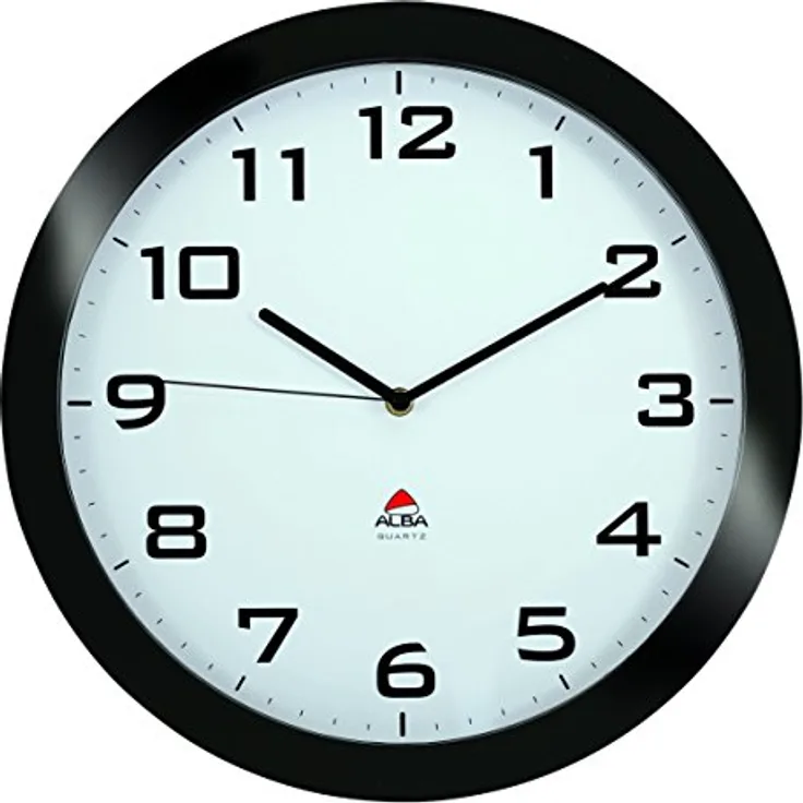 ALBA 38cm lautlose Wanduhr, Schwarz, 38 cm