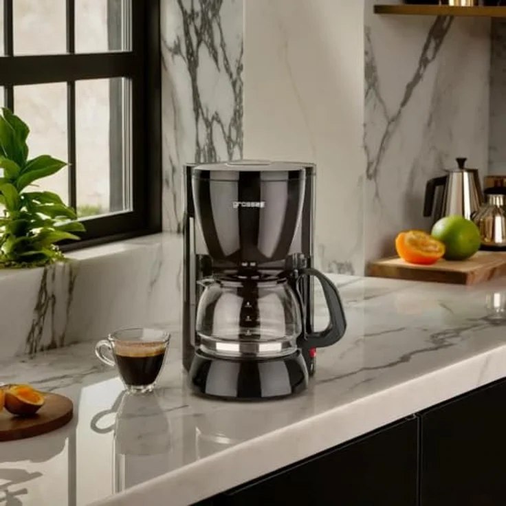 grossag Filter-Kaffeeautomat mit Glaskanne KA 12.17, 0,6 Liter für 4 Tassen Kaffee, 600 Watt, Schwarz - Edelstahl – Bild 5