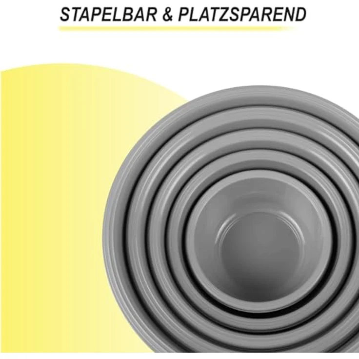 Bestgoodies Rührschüssel im (5er) Set, Kunststoff Mixing Bowl Set (0,7L - 6L), Stapelbare Salatschüssel Servierschalen - lebensmittelecht, vielfältige Größen, mikrowellengeeignet, spülmaschinenfest – Bild 4