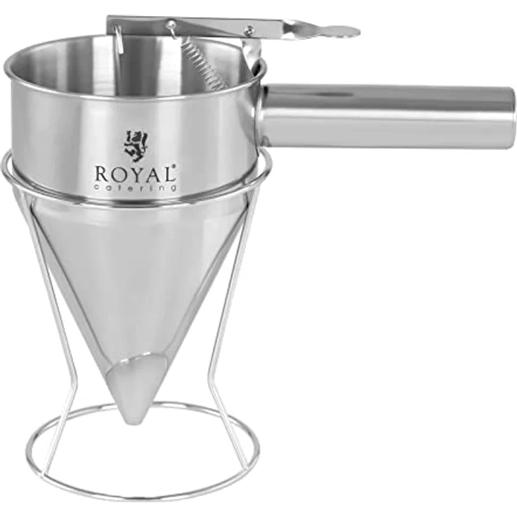 Royal Catering RCSD-12 Likörtrichter 1,2 l Edelstahl Dosieröffnung: 8 mm Gebäckfüller Pralinenfüller, Silber – Bild 5