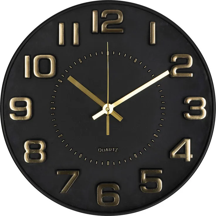 Atmosphera Createur d´interieur Wanduhr Doris, Schwarz, 30 cm, geräuschloser Mechanismus aus Kunststoff, elegantes Design