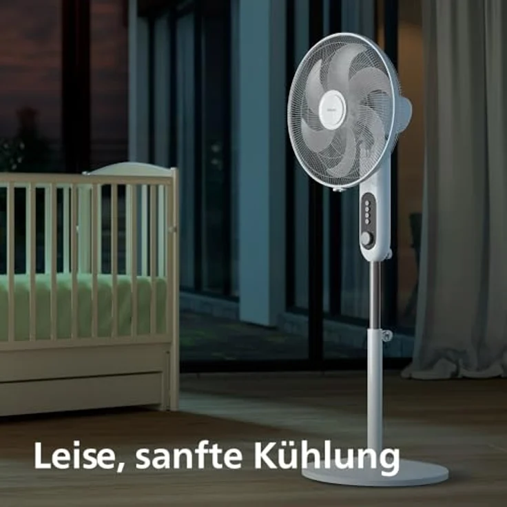 Philips Standventilator Serie 1000, Leistungsstark & Leise, 38 dB, Höhenverstellbar, Neigbar, Oszillation, Timer, Weiß (CX1220/00) – Bild 3
