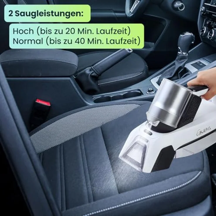 Casativo Kabelloser Profi Waschsauger 60W, Li-Ion-Akku für Polster, Textilien und Autositze, leistungsstarker Fleckenentferner mit zwei Bürsten-System – Bild 7