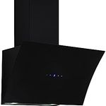 Respekta Dunstabzugshaube kopffrei/Dunstabzugshaube schräg 60 cm/Edelstahlgehäuse mit Glasschirm in Schwarz/Abluft - und Umluftfunktion / CH55060SA++ / A++ / 42–63 dB