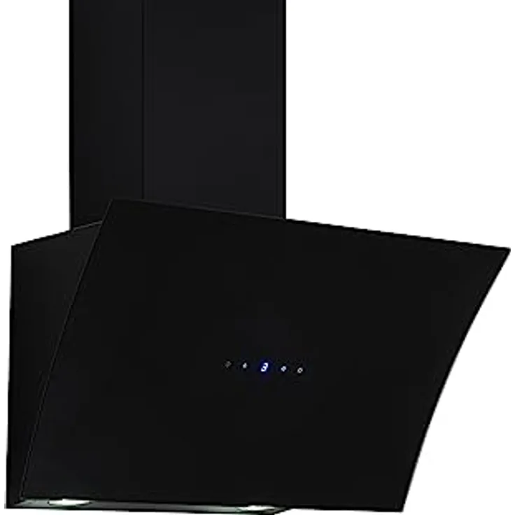 Respekta Dunstabzugshaube kopffrei/Dunstabzugshaube schräg 60 cm/Edelstahlgehäuse mit Glasschirm in Schwarz/Abluft - und Umluftfunktion / CH55060SA++ / A++ / 42–63 dB