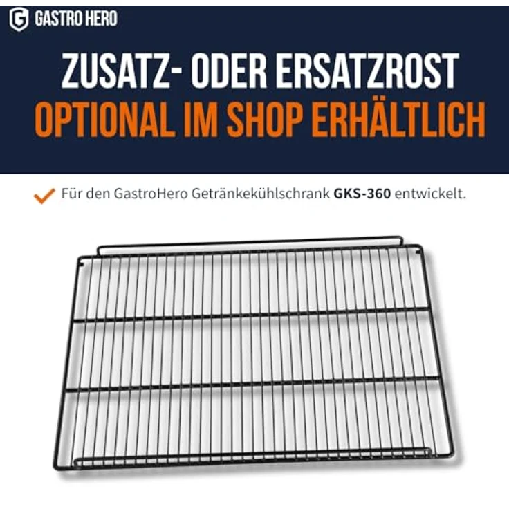 GastroHero Getränkekühlschrank GKS-360, 360 Liter, schwarz, abschließbare Glastür, temperaturregelbar 0 °C bis +8 °C, 5 höhenverstellbare Böden – Bild 3