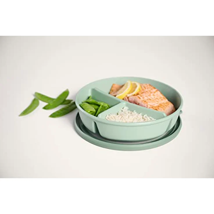 Mepal – Bento-Schüssel, Multischale mit 3 Fächern, rund Cirqula – Frischhaltedose luftdicht – Mahlzeiten getrennt aufbewahren – Meal-Prep-Boxen & Vorratsdosen – 250 ml, 250 ml & 500 ml – Nordic sage – Bild 2
