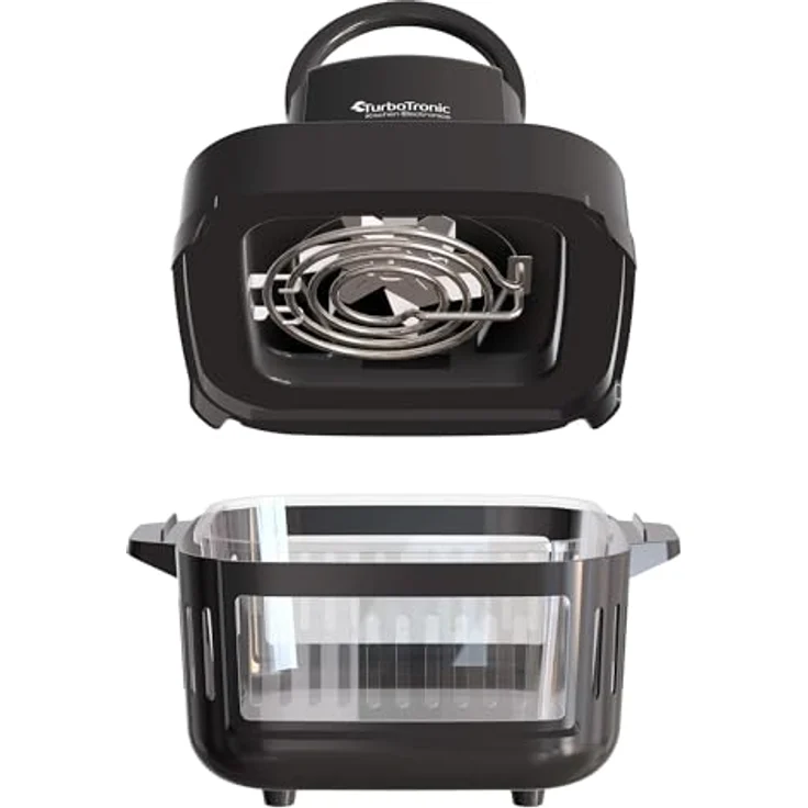 TurboTronic Heißluftfritteuse TT-AFG6, 6 L Glas Airfryer mit 1600 W, digitalem Touch-Display, 7 Programmen, Temperaturregelung 50–180 °C, BPA-frei, grau – Bild 8