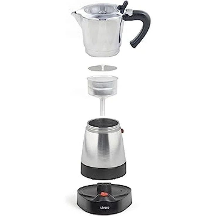 Livoo DOD117A, 1-Tassen-Kaffeemaschine aus Aluminium mit 6 Tassen Kapazität und Warmhaltefunktion, 480 W – Bild 5