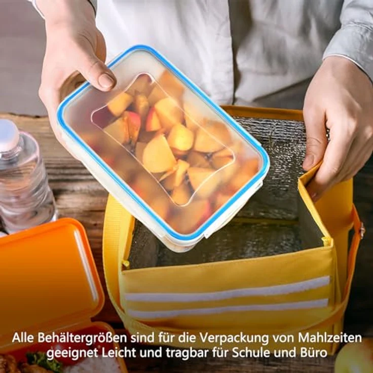 YASHE Frischhaltedosen mit Deckel, 50er Set (25 Behälter + 25 Deckel), luftdicht, BPA-frei, stapelbar, rot – Bild 5