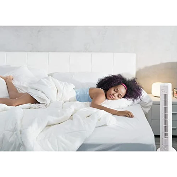 MEDION Turmventilator mit Fernbedienung (3 leise Geschwindigkeitsstufen, 45 Watt Leistung, Timer, zuschaltbare Schwenkfunktion - Oszillation, MD10319) weiß – Bild 4