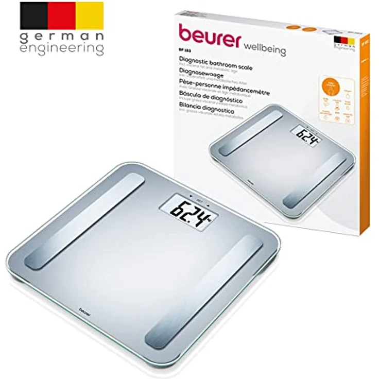 Beurer BF 183 Diagnosewaage, präzise Körperanalyse für bis zu 10 Personen, Messung von Gewicht, Körperfett, BMI, Muskelanteil und metabolischem Alter, großes XL-Display, Tragkraft bis 180 kg – Bild 4
