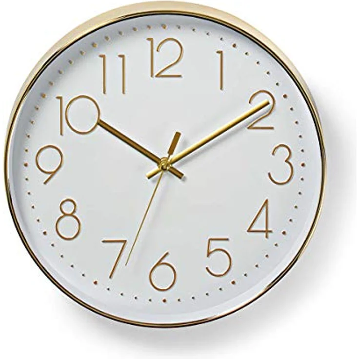 NEDIS CLWA015PC30GD Kreisförmige Wanduhr, Durchmesser von 30 cm, Leicht ablesbare Ziffern, Gold – Bild 1