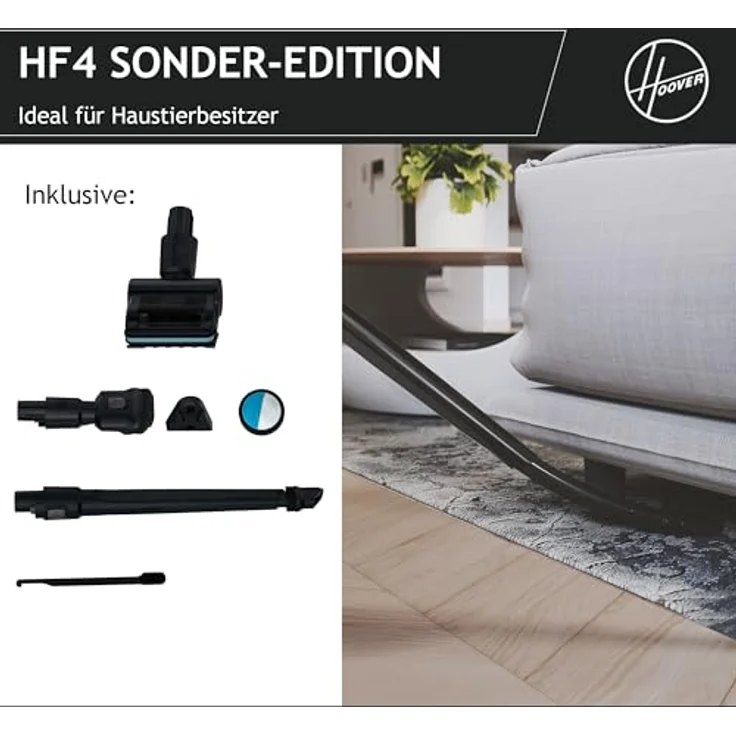 Hoover 360° manövrierbarer Akku Staubsauger mit Tierhaar-Düse & flexibler Fugendüse, bis 120 m² Fläche, Staubsauger kabellos für alle Böden mit Anti-Twist gegen verhedderte Haare [HF416BF] – Bild 3