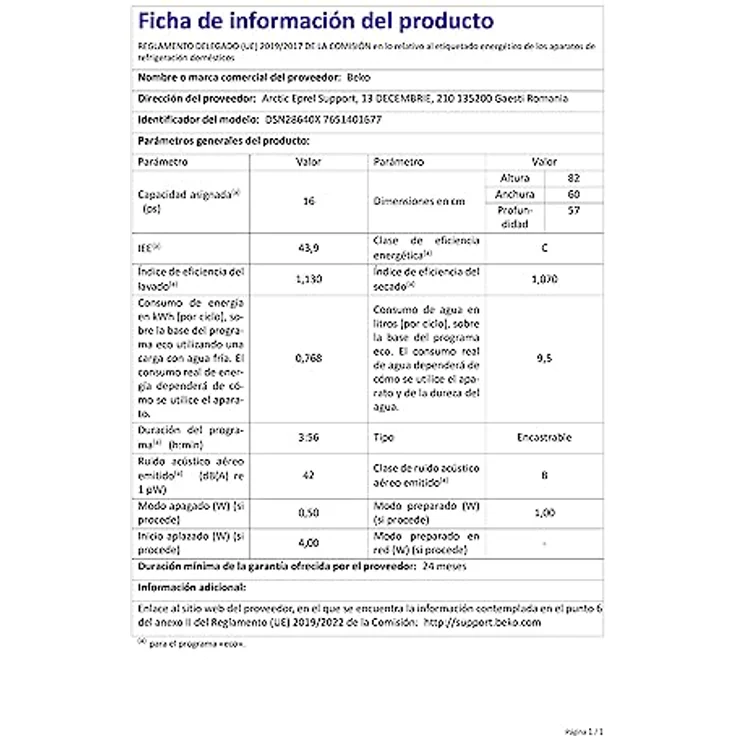Beko DSN28640, Geschirrspüler, C, Geräuschemissionsklasse B, Geräuschemissionen 42 Dezibel – Bild 9