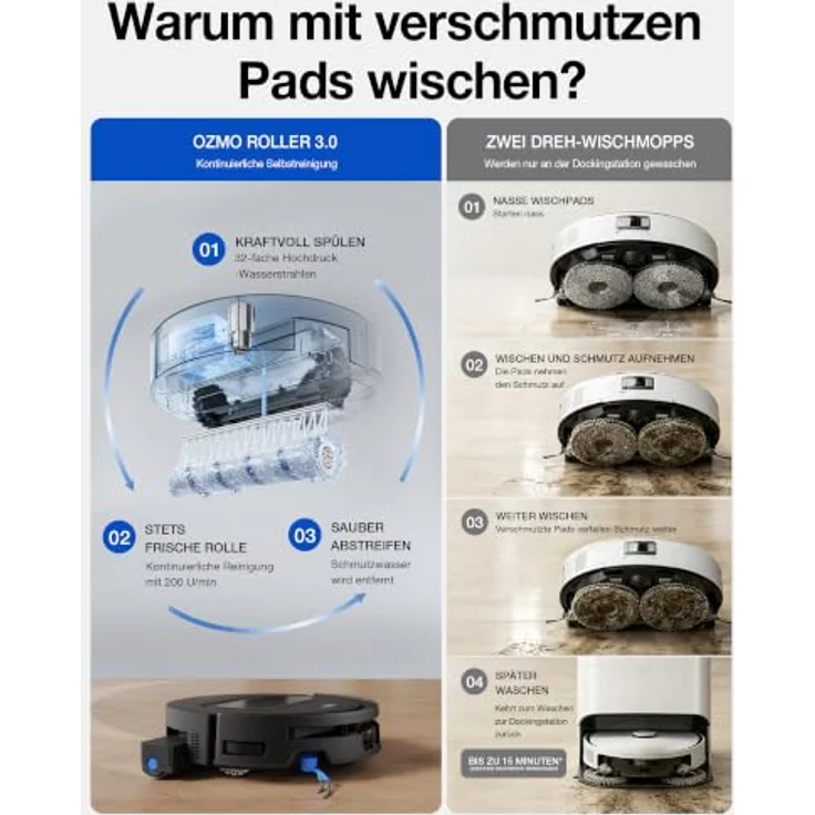 Ecovacs Deebot T90 Max Pro Omni EU, Roboter Staubsauger mit OZMO ROLLER 3.0 und TruEdge 3.0 Kantenreinigung – Bild 3