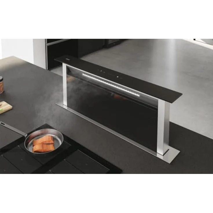Haier I-DESIGN SERIE 6 HADD9SS6BDE, Down-Draft Haube 90 cm mit Touch-Bedienung, Umluft- und Abluftbetrieb, 4 Leistungsstufen, Timer, LED-Beleuchtung, Schwarz – Bild 3