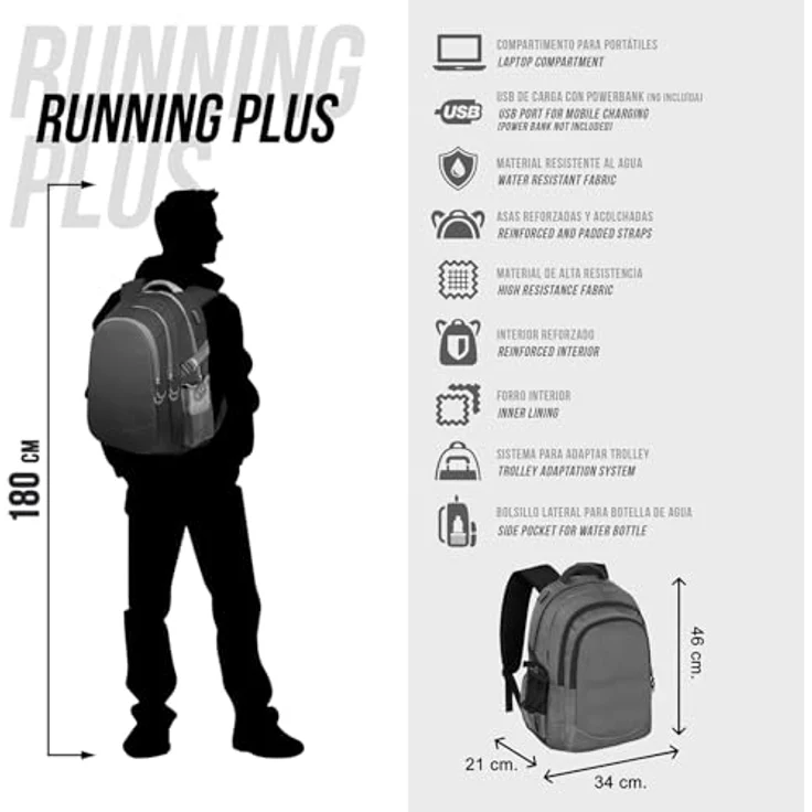 Karactermania Freizeitrucksack Wednesday, großer Tagesrucksack mit USB-Anschluss, 3 Hauptfächer, wasserabweisend – Bild 4