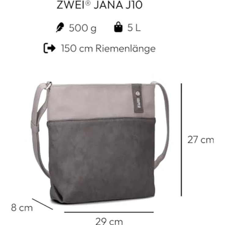 Zwei Jana J10, Handtasche aus hochwertigem Material, Grau – Bild 2