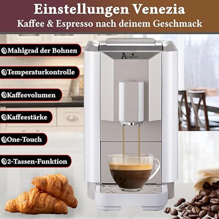 Acopino Venezia weiiß Kaffeevollautomat mit integriertem Mahlwerk – Bild 3