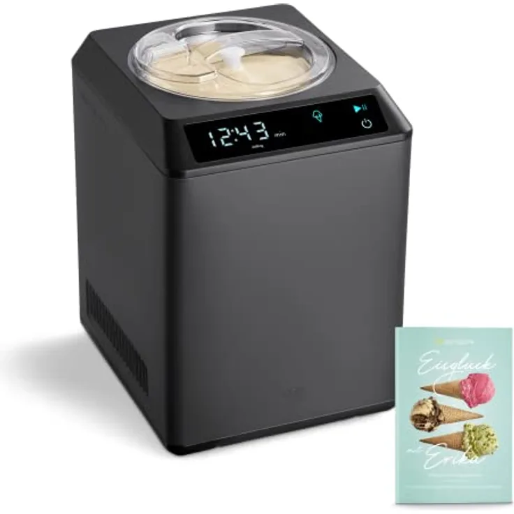 Springlane Kitchen SPRINGLANE Eismaschine & Joghurtbereiter Erika 2,5 L mit selbstkühlendem Kompressor 250 W, Eiscrememaschine aus Edelstahl mit Kühl- und Heizfunktion, inkl. Rezeptheft