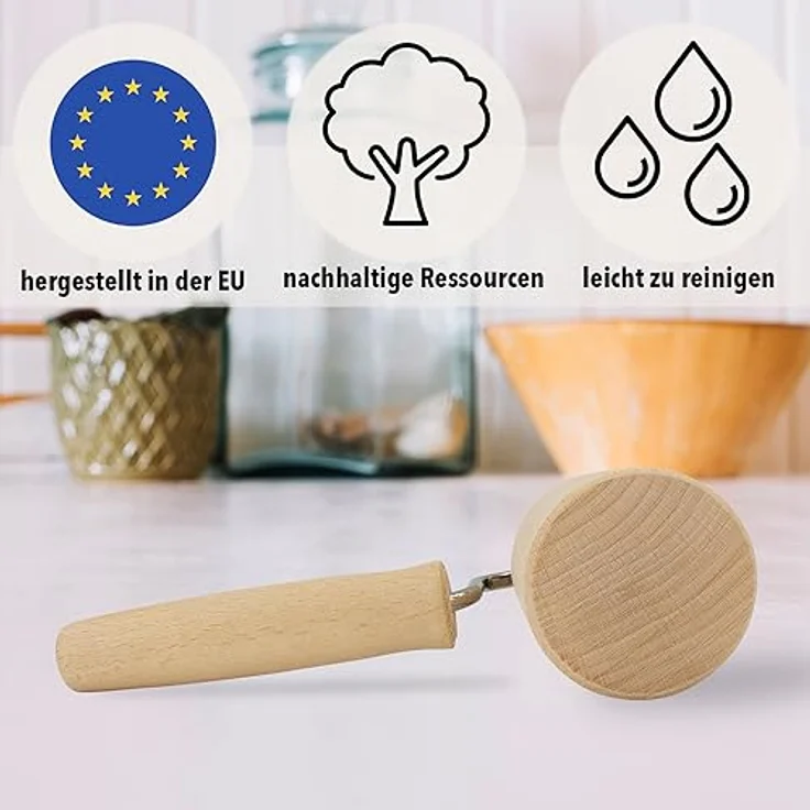 SOHFA Backblechroller 17 x 7cm aus Buchenholz | kleiner Teigroller gerade Form made in europe | Mini Nudelholz für Pizza, Fondant und Teig. Ausroller für das Backblech und für Kinder – Bild 3