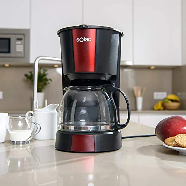 Solac CF4029 Stillo Red Kaffeemaschine mit 1,2 l Fassungsvermögen, 12 Kaffeetassen, 900 W, Schwarz und Rot – Bild 3