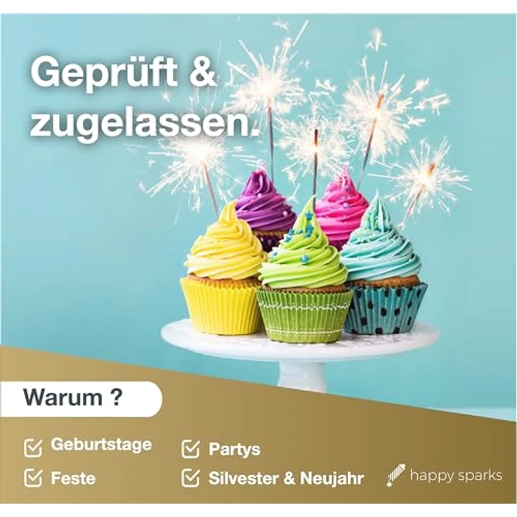 happy sparks® 200x Wunderkerzen 17 cm - Sternspritzer & Geburtstagskerzen für Partys & Hochzeit & Geburtstag - Silvester für Jugendlichen & Kinder – Bild 3