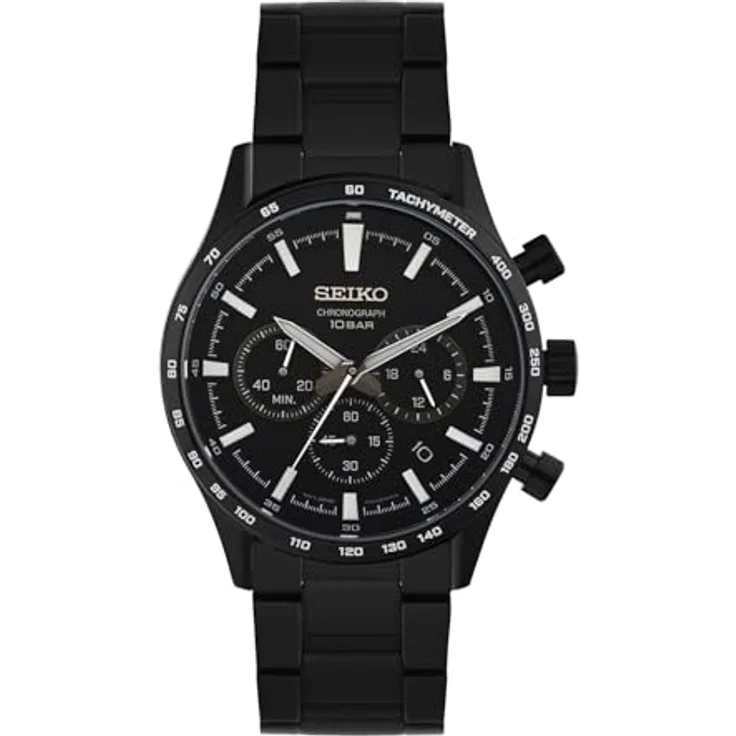 Seiko SSB415P1, Herren-Uhr Chronograph mit robustem Edelstahlband und kratzfestem Saphirglas, titanfarben – Bild 1