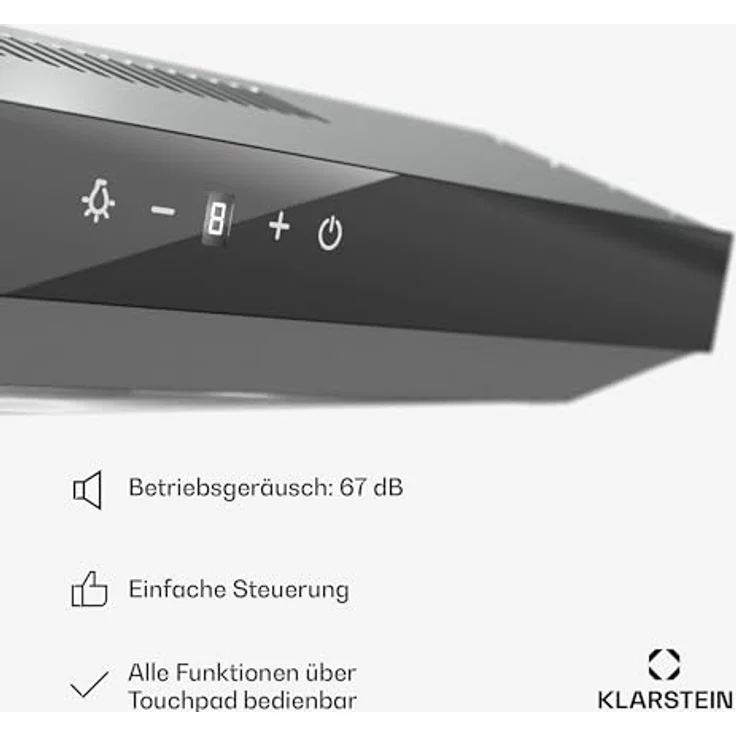 Klarstein Dunstabzugshaube 60cm, Abluft-Dunstabzugshaube in Edelstahl, leise mit 175 m³/h Luftstrom und LEDs – Bild 5