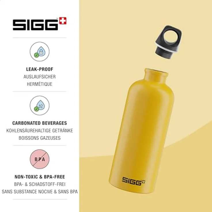 Sigg Unisex – Erwachsene Mustard Touch Wasserflaschen, Gelb, 1 – Bild 3