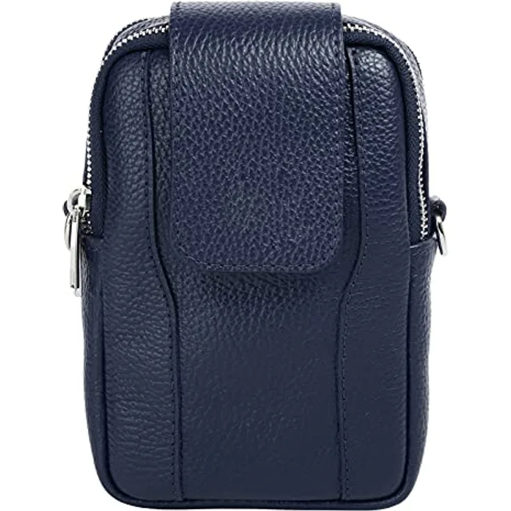 Samantha Look Umhängetasche aus 100% Rindleder, Made in Italy, 2 Hauptfächer, abnehmbarer und verstellbarer Schultergurt, Höhe 19 cm, Gewicht 200 g, Hochformat