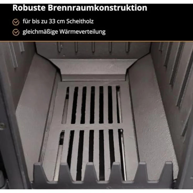 365® Küchenherd Cook Smart, rustikaler Gusseisen-Heizgerät mit 8 kW, schwarz emailliert, Energieeffizienz A+ – Bild 5