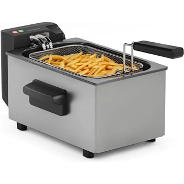 Tristar Edelstahl-Fritteuse FR-9326, 3L Kapazität, Temperaturregelung bis 190°C, Kaltzone, Cool-Touch-Gehäuse, spülmaschinengeeignete Teile, einfach zu reinigen – Bild 1