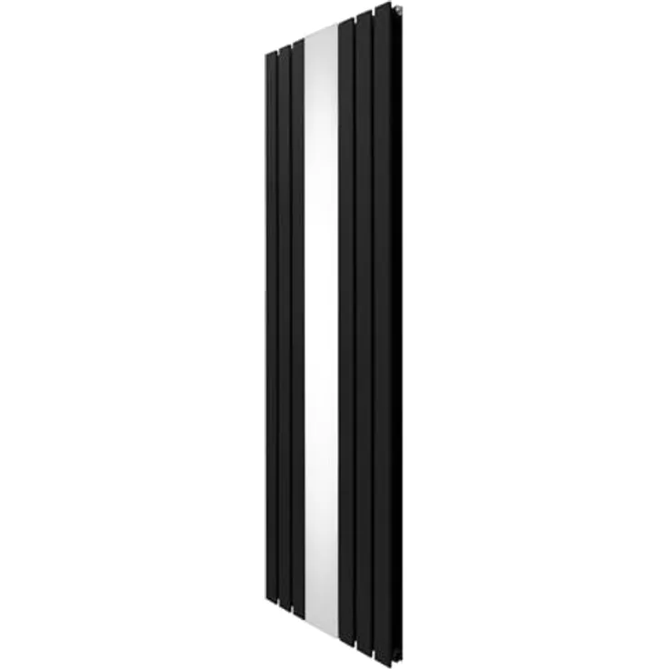 Monster Shop Paneelheizkörper mit Spiegel 1800 x 565mm, vertikaler Wandheizkörper aus matt schwarzem Kohlenstoffstahl, hohe Wärmeleistung von 8092 BTU, inklusive Reinigungsbürste und Befestigungsset