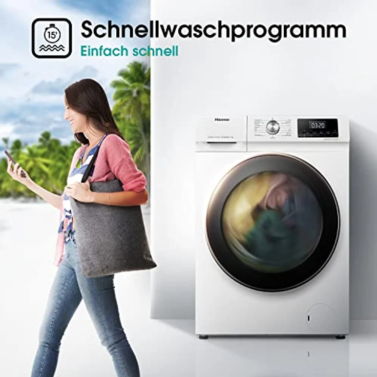 Hisense WFQA7014EVJM, Frontlader-Waschmaschine, A, Fassungsvermögen 7 kg, Standgerät, Breite 60 cm – Bild 8
