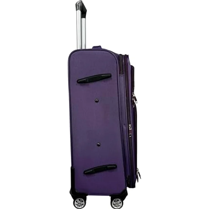 MY TRAVEL BAG Stoff Reisekoffer Trolley mit Zwillingsrollen, erweiterbar, lila, Großer Koffer (75cm) – Bild 5