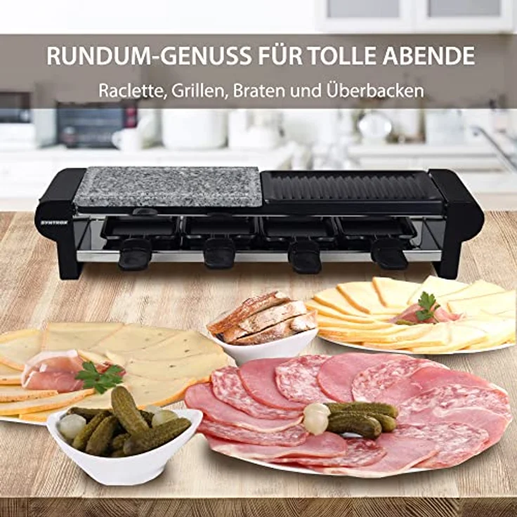 Syntrox RAC-600W Thurgau Raclette-Grill, 2 x 10,2 x 20,5 cm, Antihaftbeschichtet, 600 Watt – Bild 3