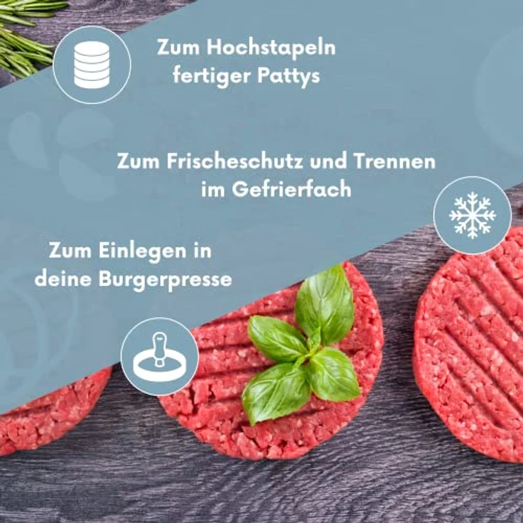 natumo Burgerpresse NATUMO Antihaft Burger Papier Zuschnitte, 11 cm, 500 Blatt, rund – Bild 3